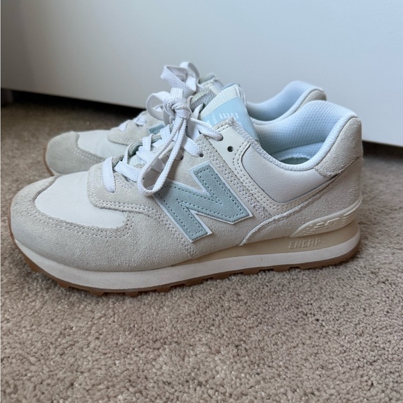 New Balance Shoes - New Balance  574 Cream and Light Blue